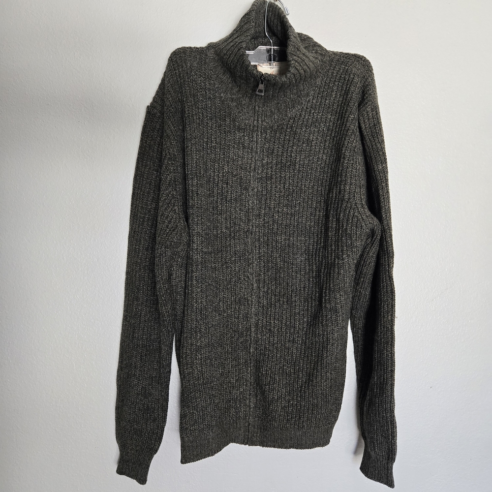 Weatherproof Garment Co Men's Zip Up Cardigan, Olive-gray,p Size Large.